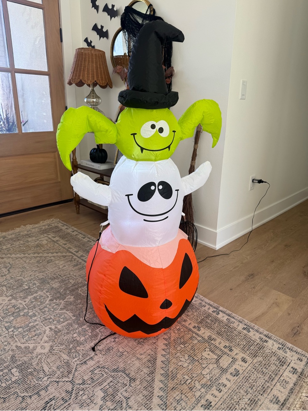 Inflatable Halloween Stack Trick-or-Treat Decoration - Green/White/Orange